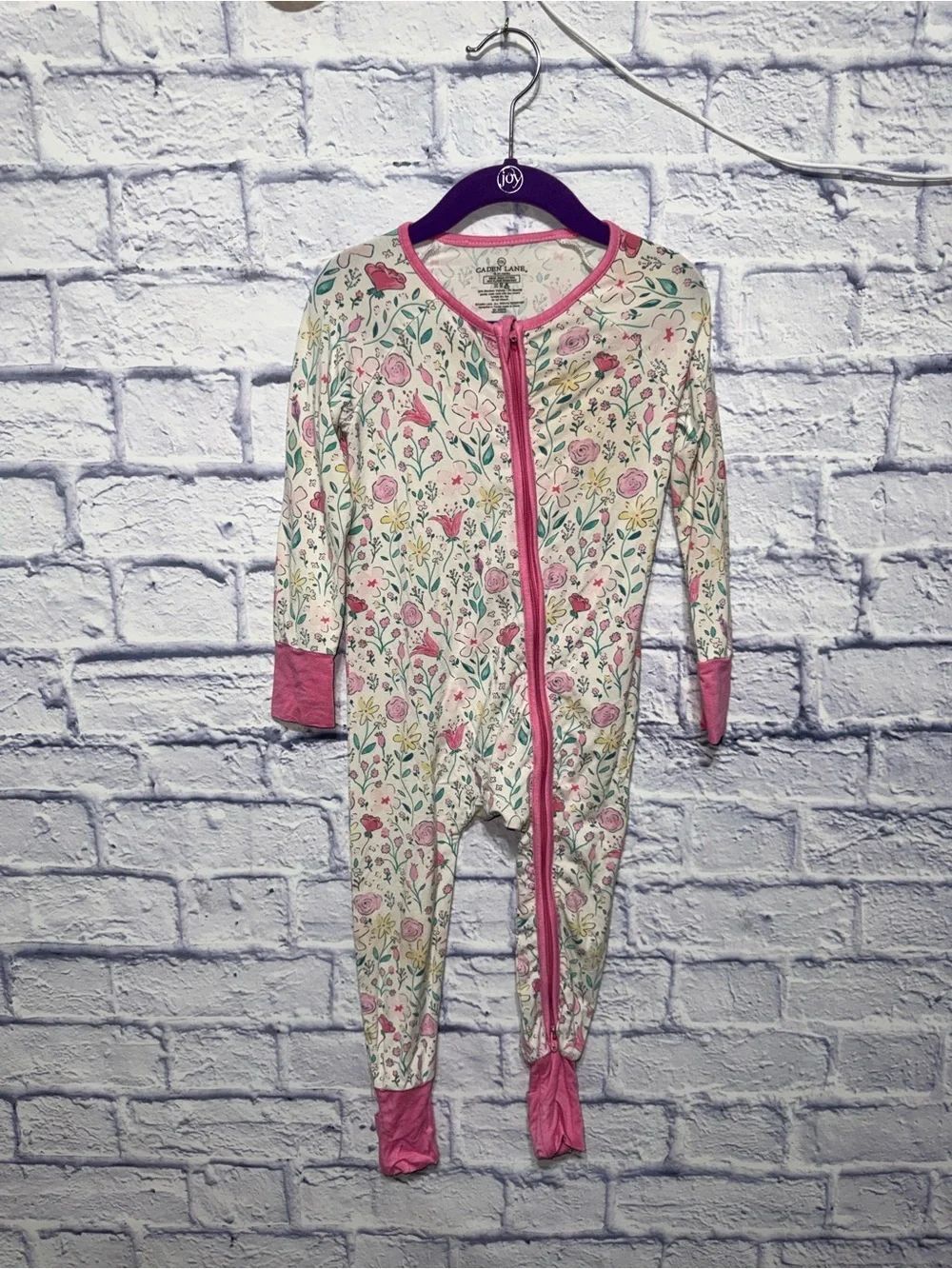 Caden Lane 2-way zipper romper floral size 18-24 M